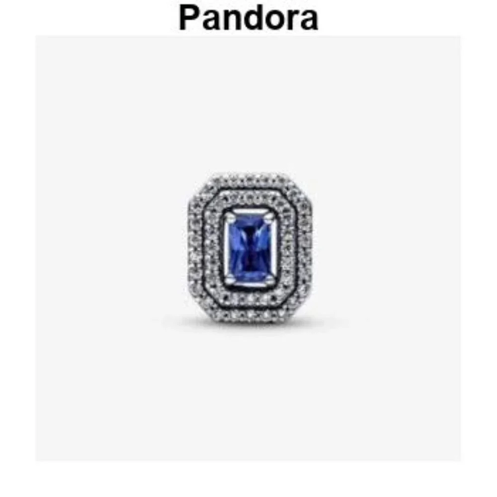 Pandora Blue Sparkling Leveled Rectangular Charm